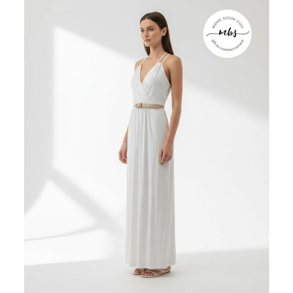 Tart Strappy Surplice Belted Maxi Dress White Women S